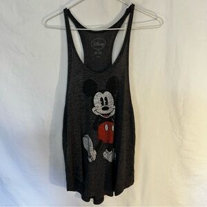 Disney Mickey Mouse Gray Distressed Graphic Racerback Tank Top Shirt - Size M